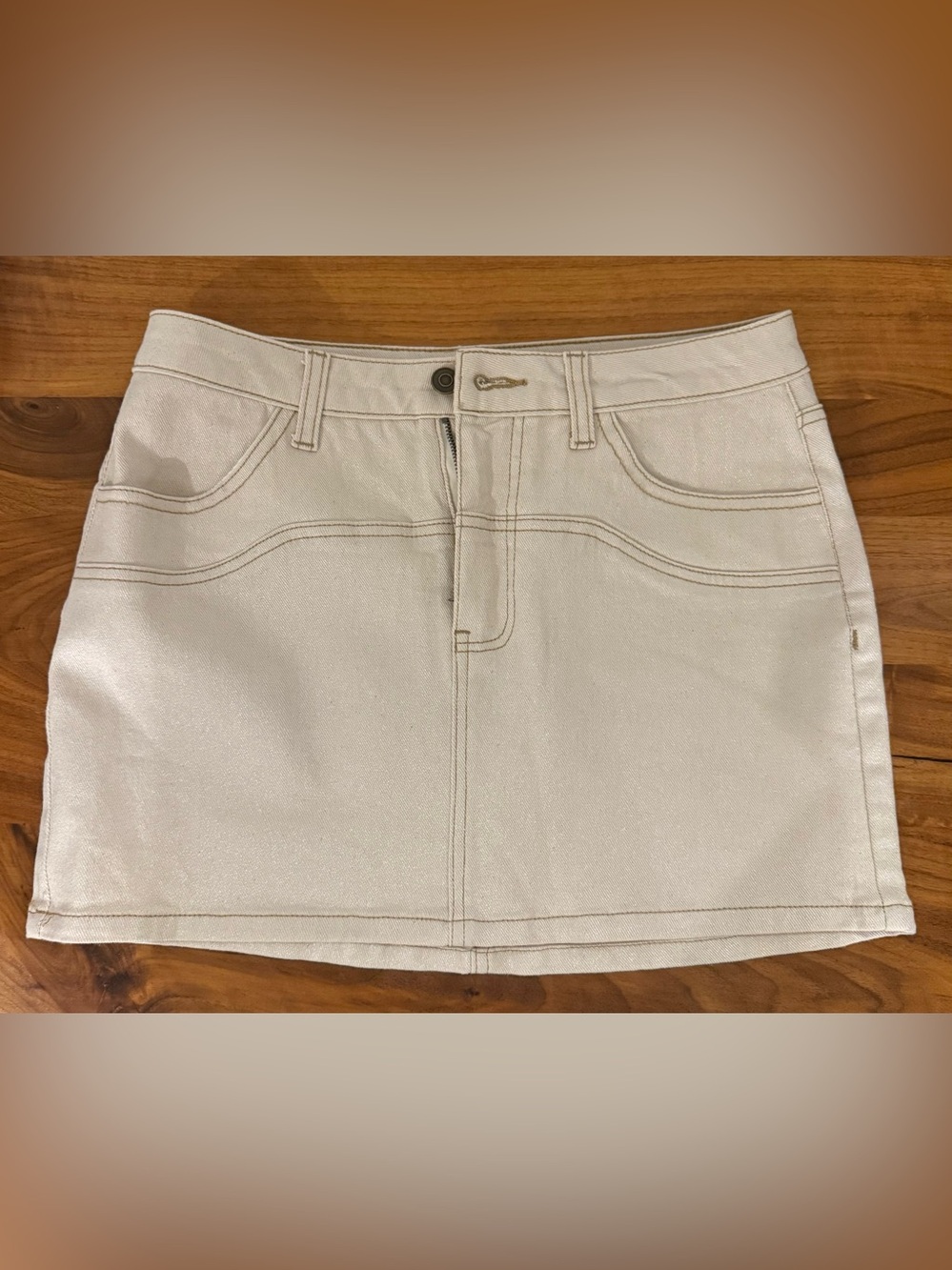 bp cream mini skirt with a little sparkle in the fabric